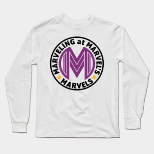 Marveling Logo in Purple & Black Long Sleeve T-Shirt